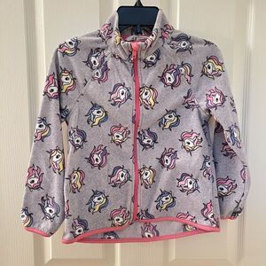 H&M Unicorn Fleece Jacket Zippy Girls Gray Size 6-8 yrs